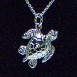 Sterling Silver Sea Turtle Pendant Charm w/18" SS Chain
