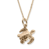 14K Gold Mini Sea Turtle Charm Necklace with Gold Chain