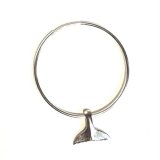 Silver Endless Hoop Earrings with Whale Tail Charms