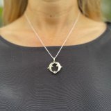 Silver Kissing Dolphin Pendant Necklace -with Sterling Silver Chain