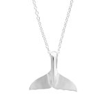 Sterling Silver Small Whale Tail Charm Necklace