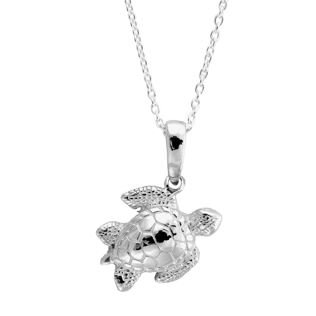 Sterling Silver Small Sea Turtle Charm Necklace - Wyland Foundation