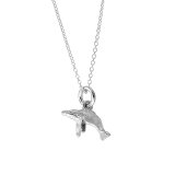 Sterling Silver Mini Humpback Whale Charm Necklace -with Sterling Silver Chain