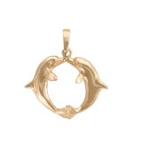 Wyland’s Iconic 14K Gold Two Kissing Dolphins Pendant