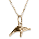 14K Gold Mini Humpback Whale Charm Necklace with Gold Chain