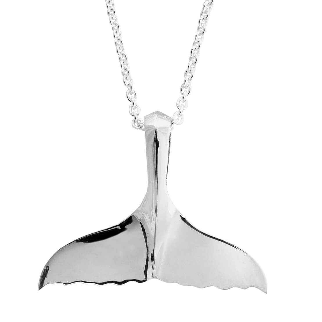 Sterling Silver Medium Whale Tail Necklace -with Sterling Silver Chain