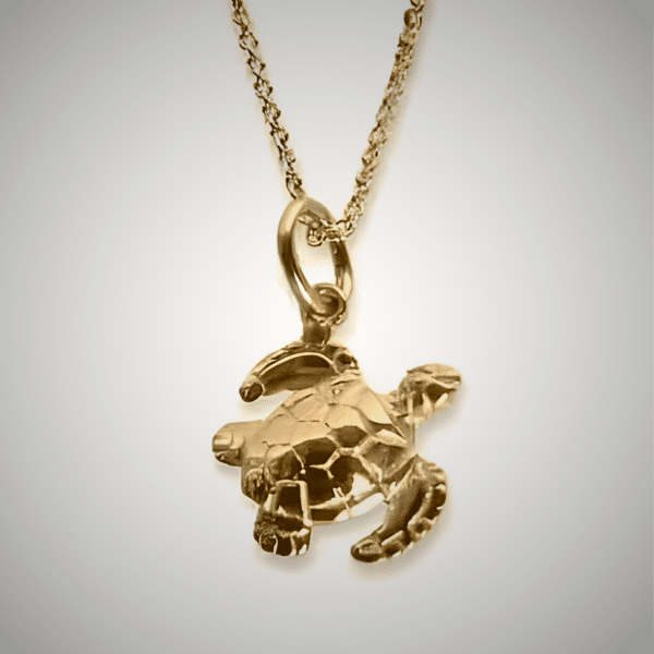 14K Gold Mini Sea Turtle Charm Necklace with Gold Chain - Image 5