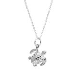 Silver Mini Sea Turtle Charm Necklace