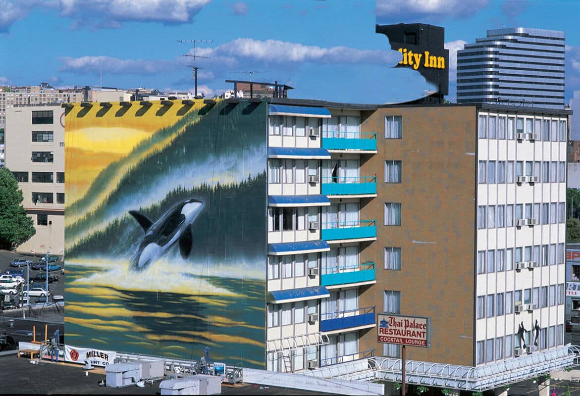 Seattle, Washington Wyland Whaling Wall #57 “Leap of Faith”