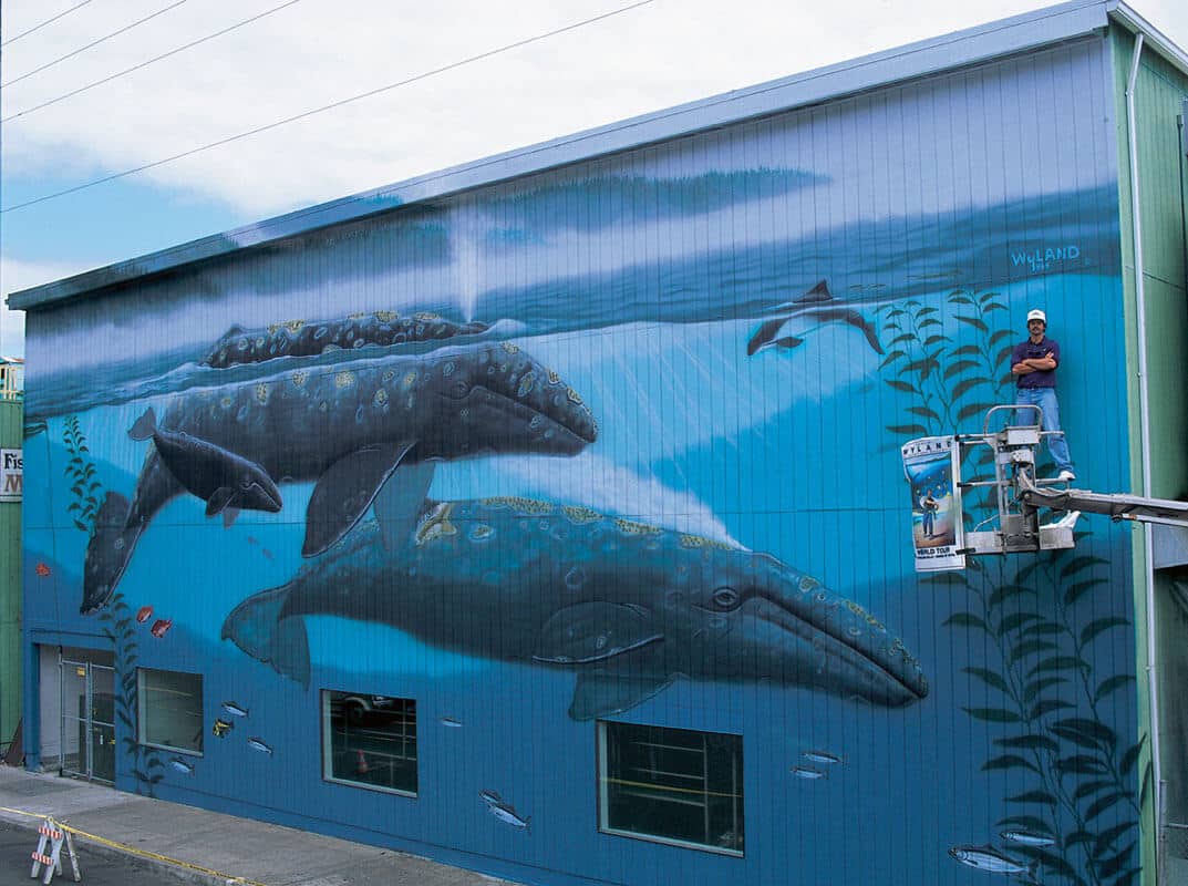 Newport, Oregon Wyland Whaling Wall #59 “Gray Whales off Oregon Coast”