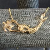 Gold Mermaid + Sea Turtle Necklace