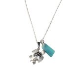 Sterling Silver Sea Turtle Necklace + Recycled Glass Bead