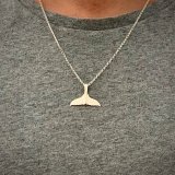 Sterling Silver Large Retro Whale Tail Necklace