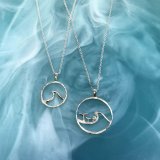 Wyland’s Ocean Stories Silver ‘Body Surfing’ Cresting Wave Necklace