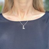 ‘Love in the Sea’ – Silver Mini Whale Tail Necklace with Open Heart Charm