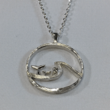Whale Tail Wave Necklace with Cresting Wave & Setting Sun
