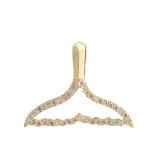 14K Gold Open Whale Tail Pendant with White Diamonds