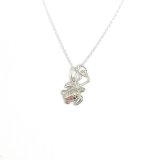 ‘Love in the Sea’ – Silver Mini Sea Turtle Necklace with Open Heart Charm