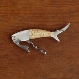 Fish Motif 3-in-1 Wine and Bottle Opener – Wood + Metal