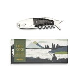 Fish Motif 3-in-1 Wine and Bottle Opener – Natural or Black Wood