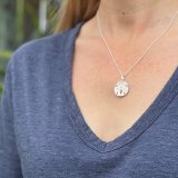 Sterling Silver Medium Sand Dollar Necklace – 18″ Silver Chain
