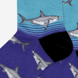Great White Shark Jacquard Socks – Teal – Men