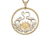 Exclusive Flamingo Sunrise Coin Necklace Rhodium & 14K Gold Plated