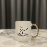 Wyland’s Humpback Art Ceramic Mugs with Gold Handles – Set of 4