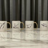 Wyland’s Humpback Art Ceramic Mugs with Gold Handles – Set of 4