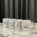 Wyland’s Humpback Ceramic Mugs with Metallic Gold Handles – Set of 4