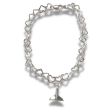‘Love in the Sea’ – Silver Mini Whale Tail + Open Heart Chain Bracelet