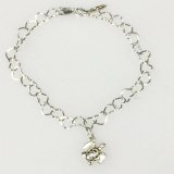 ‘Love in the Sea’ – Silver Mini Sea Turtle + Open Heart Chain Bracelet