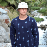 Wyland’s Palm Tree Print Pull-over Sweatshirt – Blue Combo
