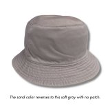 Reversible Bucket Hat with Patch – Sand / Light Gray