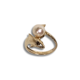14K Dolphin Wrap Ring with 8mm Cultured Pearl – Choose Size 6, 7 or 8