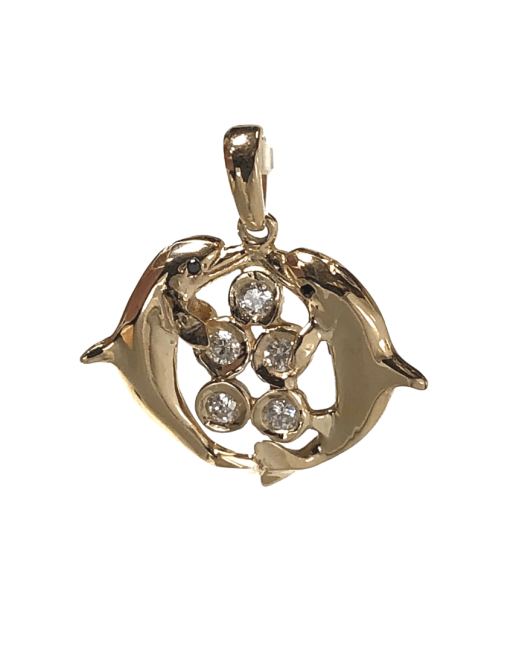 kissing dolphins pendant