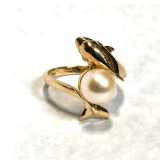 14K Dolphin Wrap Ring with 8mm Cultured Pearl – Choose Size 6, 7 or 8