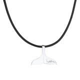 Leather Cord Necklace – Wyland’s Medium Whale Tail – Black or Brown