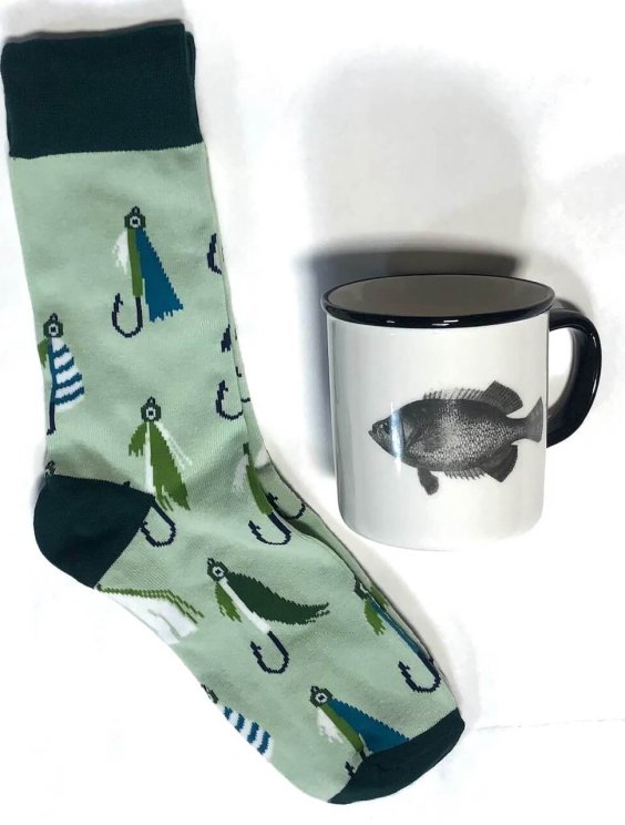 Gift Set - Retro Inspired Fish Mug and Gone-Fishing Socks - Wyland