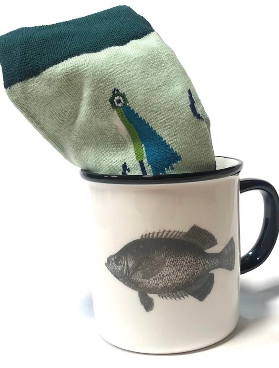 Gift Set - Retro Inspired Fish Mug and Gone-Fishing Socks - Wyland  Foundation