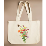 Watercolor Bee and Bouquet Print Tote by Rebecca Jimenez