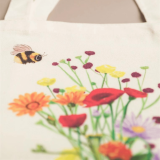Watercolor Bee and Bouquet Print Tote by Rebecca Jimenez