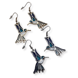 Dangling Hummingbird Enamel Earrings – Gold-tone or Silver-tone