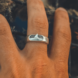 Men’s Silver Plated Shark Tracker Signet Ring – Choose Size 11 or 12