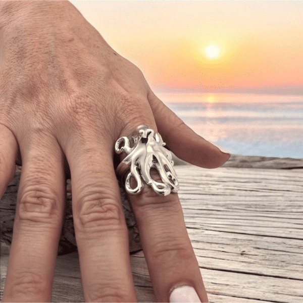 Bold Sterling Silver Octopus Ring by Roland St John - Image 6