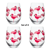 A Flock of Flamingos Stemless 16oz Wine Glasses – Set of 4