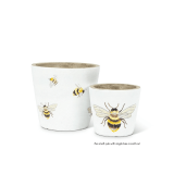 Painted Flying Bees – Four Inch High Cement Plant Holder