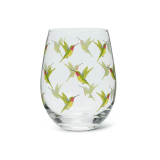 Colorful Hummingbirds Stemless 14oz Wine Glasses – Set of 4
