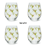 Colorful Hummingbirds Stemless 14oz Wine Glasses – Set of 4