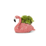 Hand Painted Pink Flamingo Miniature Plant Holder – 3″